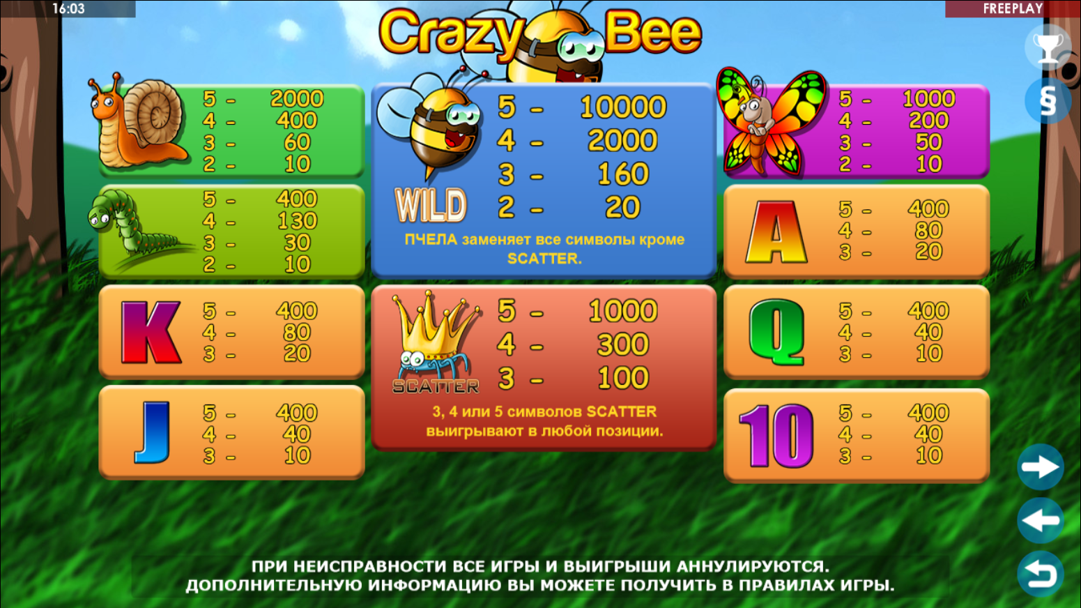 Оформление и интерфейс игрового автомата Crazy Bee