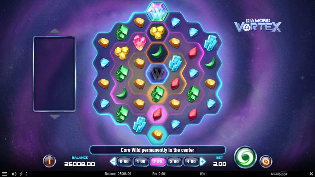 Интерфейс и оформление игрового слота Diamond Vortex